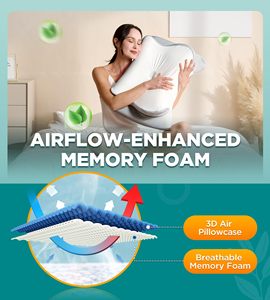 Ngủ chống ngáy cổ tử cung Ergo gối cứng đường viền 1PC Bộ nhớ bọt cổ tử cung chip Ergonomic chỉnh hình cổ hỗ trợ gối giường - Product Image 5