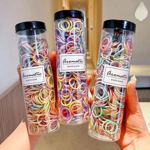 Commercio all'ingrosso 300 pz/bottiglia dolce colorato per bambini corda per capelli alta elastico tessuto per capelli fascia di gomma coda di cavallo per ragazze copricapo per - Product Image 1