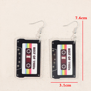 Pendientes de mujer acrílicos vintage al por mayor pendientes de cinta con patrón de doble cara de <span class=keywords><strong>los</strong></span> años 1980 para fans de la música - Product Image 5