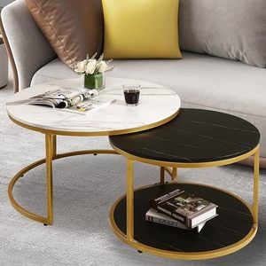 Tavolo moderno cerchio per soggiorno accento scrivania laterale con ripiano aperto in legno marmo tavolini rotondi - Product Image 2