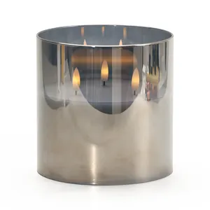 Kswing 3 chamas Vela de cera pilar LED sem chama Candeeiro a bateria com controle remoto Luzes de velas para decoração de casa