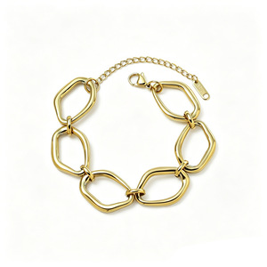 Geometric Irregular Chain <b>Bracelet</b> <b>Set</b> Gold And Silver Stainless Steel Jewelry For Women Fashion Statement Piece - Product Image 5