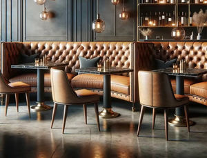 โซฟาหนังวินเทจสุดหรู ทนทานต่อการขีดข่วน เหมาะสำหรับร้านอาหาร บิสโทร และคาเฟ่ - Product Image 1