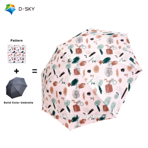 Promotional Full Automatic Open Close 3 Folding Polyester Pongee Travel Windproof Umbrella for Gift With Customizable Logo