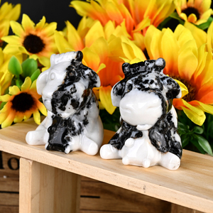 Esculturas de Animales de Piedra Natural Talladas en Cristal, Jaspes Zebra y Vacas Lecheras, para Decoración del Hogar, Venta al Por Mayor - Product Image 4