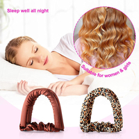 2Pcs Set Satin Rubber Heatless Biglers Curling Iron Rod Headband Hair Rollers Heatless Curling Set No Heat Curls with Button