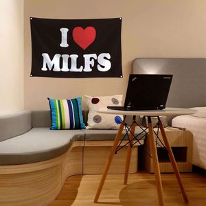 Drapeau « I Love Milfs » 3x5 pieds avec œillets en laiton aux couleurs vives, bannière extérieure en polyester 100D pour décoration - Product Image 2