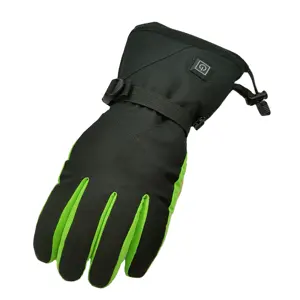 Sarung tangan 30% kulit domba kustom pemanasan baterai Lithium 70% poliester tahan angin tahan air layar sentuh hijau sarung tangan anti-ski