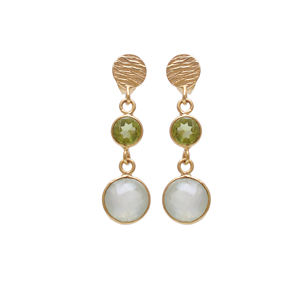 Meilleure qualité. 925 boucles d'oreilles pendantes en argent sterling massif fait à la main Prehnite calcédoine placage à l'or bijoux de mariage à la mode cadeau - Product Image 1