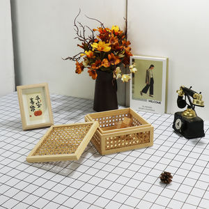 Panier en rotin en bois naturel de conception exquise faite à la main boîte de rangement de cadeau de rotin de maison boîte d'emballage d'organisateur - Product Image 4