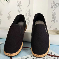 Chaussures en tissu pour hommes de style vieux Pékin, respirantes, tissées, légères, antidérapantes, à semelle souple, chaussures plates décontractées pour personnes âgées