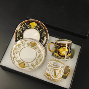 European Bone Porcelain Coffee Cups Ceramic Tea Cup Gold Painted Light Luxury Gift <b>Box</b> Packaging Wholesale for Restaurant - Product Image 4
