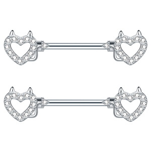 Diablo 14G Acero quirúrgico 316L Forma <span class=keywords><strong>de</strong></span> corazón Pezón Barbell CZ Pezón <span class=keywords><strong>Piercing</strong></span> Joyería para Mujeres Hombres <span class=keywords><strong>Pecho</strong></span> <span class=keywords><strong>Piercing</strong></span> para el cuerpo Joyería - Product Image 1