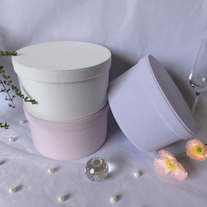 Boîte cadeau ronde en velours de style coréen, emballage de <span class=keywords><strong>bonbons</strong></span> de mariage, vintage, exquis, boîtes noires vides - Product Image 3