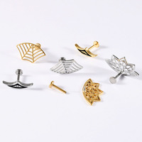 Pendientes de cartílago góticos Freya para mujer, diseño de telaraña de Halloween, mandala geométrica, loto, joyería de piercing de parte trasera plana a la moda