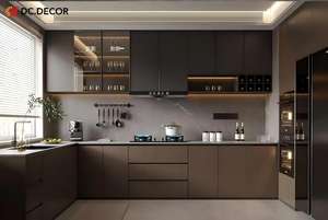 Armoires <span class=keywords><strong>de</strong></span> cuisine modernes modulaires écologiques ignifuges durables Finition en stratifié acrylique Installation facile Garantie <span class=keywords><strong>de</strong></span> 3 ans - Product Image 2