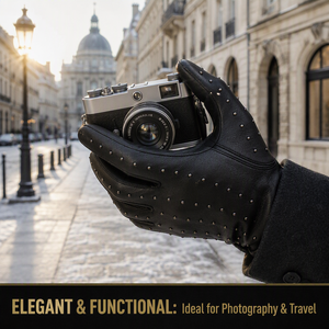 <span class=keywords><strong>Gants</strong></span> en cuir de mouton pour femmes avec logo personnalisé, chauds pour l'hiver, <span class=keywords><strong>cloutés</strong></span>, compatibles avec les écrans tactiles, imperméables, pour la conduite - Product Image 2
