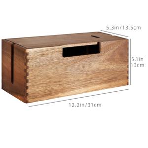 Boîte de gestion des câbles en bois d'acacia, cache-câbles et organisateur en bois pour multiprises et câbles de télévision - Product Image 6