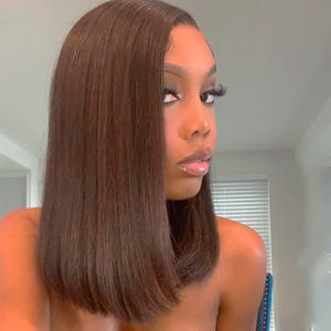 Peluca trenzada de encaje Frontal completo transparente BOB 13x4, cabello humano virgen indio vietnamita crudo, peluca sin cola, modelo a granel de un donante - Product Image 1