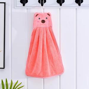 Cute Cartoon Bear Hanging <b>Hand</b> <b>Towel</b> Coral Fleece Bathroom and <b>Kitchen</b> <b>Towel</b> Polyester Printed Technics - Product Image 5