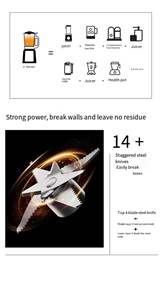 Pantalla táctil 60DB Silence Automático Multifunción 14 páginas <span class=keywords><strong>Sharktooth</strong></span> Cuchillo de acero Fabricante de leche de soja Licuadora de alimentos Exprimidor - Product Image 6