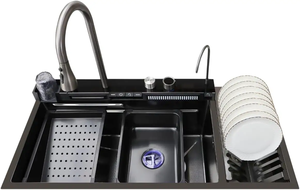 2025 New style Multi Function Stainless Steel 304 Nano Black Surface <strong>sink</strong> Handmade Wash Basin <strong>Kitchen</strong> <strong>Sink</strong> with dish rack - Product Image 5