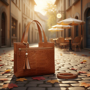 Sac bandoulière pour femme Fana, motif alligator, cuir véritable, chaîne perlée décorative, fermeture éclair, usage quotidien - Product Image 2