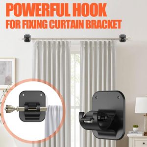 2pcs Adhesive Nailless Adjustable Curtain Rod Holder Brackets Novelty <b>Hooks</b> Home Bathroom Drillless Curtain Rod Bracket <b>Hooks</b> - Product Image 5