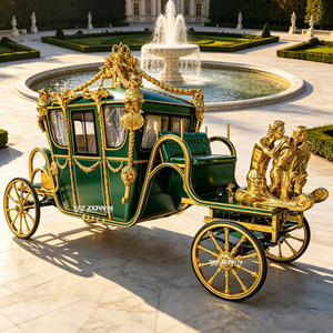 Charrette électrique multi-places de type calèche royale sans chevaux, avec logo personnalisé, pour le transport de passagers dans les villas, clubs et zones touristiques - Product Image 1