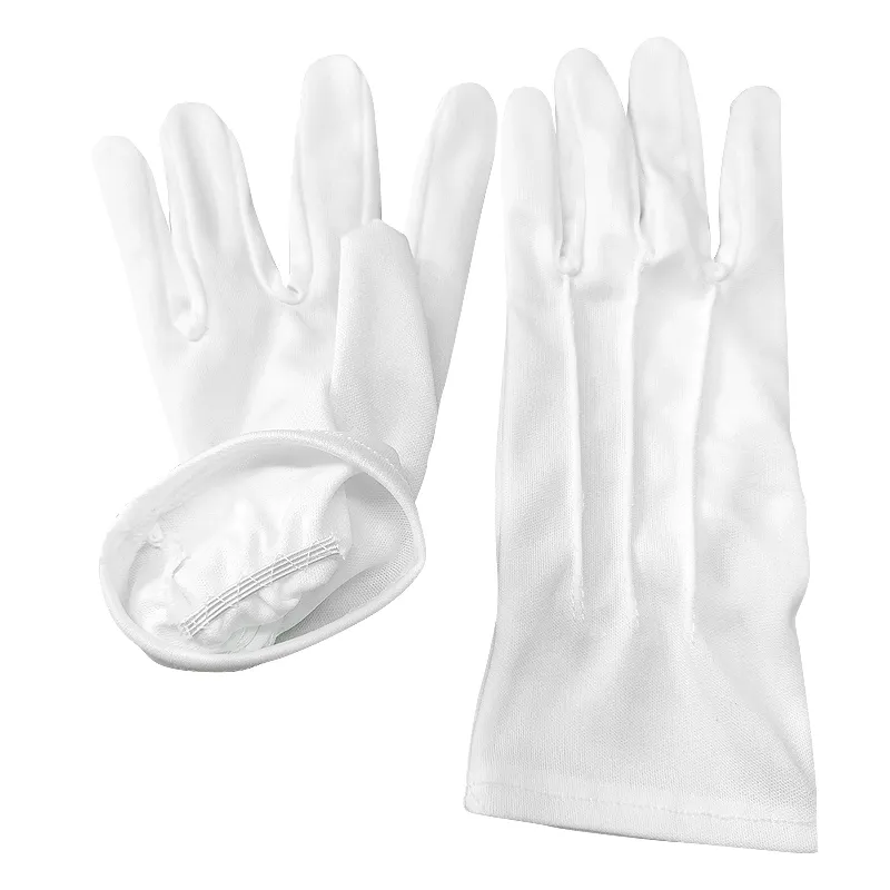 Toptan özel Logo temizlik takı gümüş gazlı bez töreni iş tuval tören beyaz pamuklu eldiven