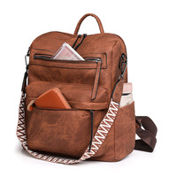Sac à dos de grande capacité imperméable et convertible en cuir vintage pour le voyage, sac d'école de luxe pour femmes et filles