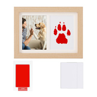 Cadre pour empreintes de pattes d'animaux de compagnie à faire soi-même avec tampon d'encre, cadre photo souvenir pour pattes de chien et de chat, cadre de présentation commémorative pour animaux de compagnie