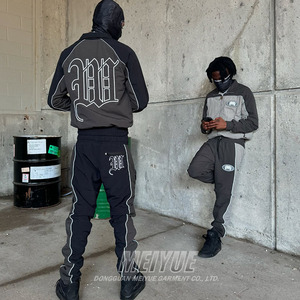 Men <strong>Polyester</strong> <strong>Jogger</strong> Sets Two Piece Set Patchwork Zip up Puff Track Nylon Jacket and Track Pants Custom Nylon Tracksuit Men - Product Image 6