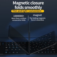 Keyboard Mini lipat ramah perjalanan, Keyboard dan Mouse nirkabel 2.4G & konektivitas Bt untuk tablet I.Pad dan Laptop