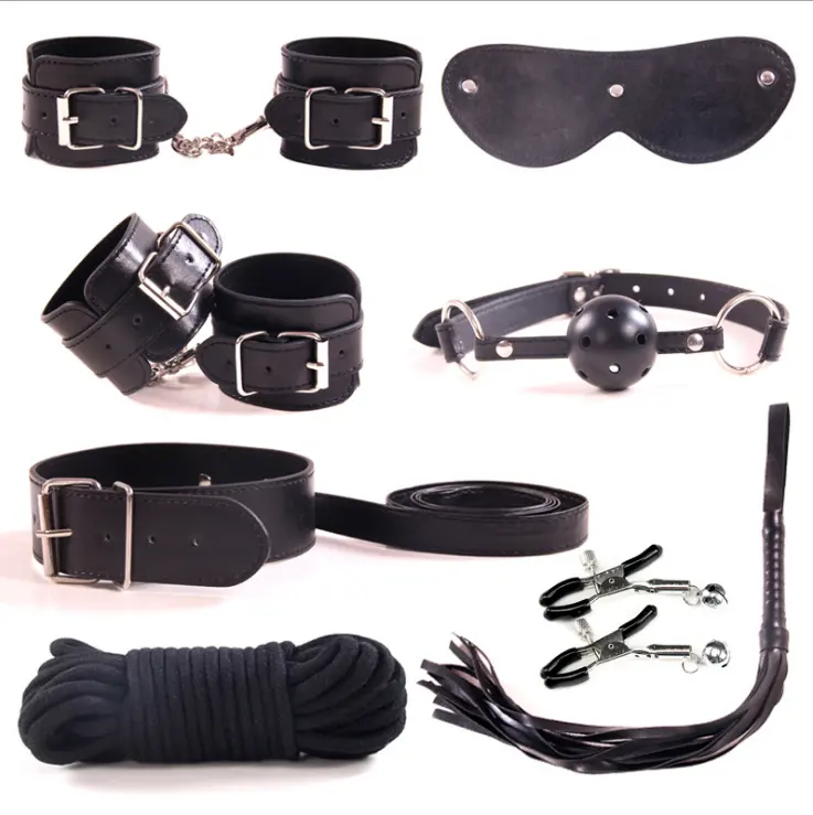 8pcs/set BDSM Bondage Sex Toys Leather Hand Cuffs