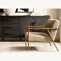 Sillón de Lujo Moderno Nórdico de Alta Gama, Sofá con Estructura de Metal Forjado a Mano, Tapizado, para Comedor