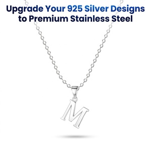 Collana Personalizzata in Argento con Ciondolo a Lettera Iniziale A-Z, <span class=keywords><strong>Charm</strong></span> Alfabetico in Acciaio Inossidabile per Donna - Product Image 1