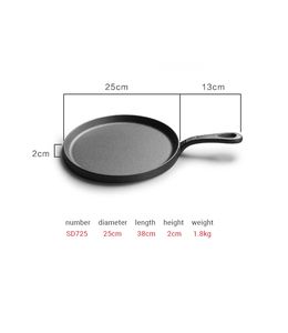 Poêle à crêpe ronde en fonte pré-assaisonnée de 25cm Casserole Dosa Tawa avec poignée antidérapante Batterie de cuisine en fonte - Product Image 6
