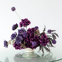 Centre de table floral artificiel multi-tonalités et changeant d'ambiance, arrangement Anthurium, Hortensia et Rose avec vase en céramique pour mariage et fête