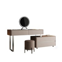 Coiffeuse Haut de gamme en bois massif Coiffeuse de chambre à coucher Designer Villa Light Coiffeuse de luxe Armoire à tiroirs intégrée