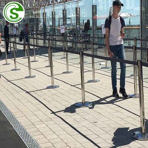 Otel güvenliği kalabalık kontrol sıra kuyruk Stanchion paslanmaz çelik geri çekilebilir kemer Stanchion - Product Image 5