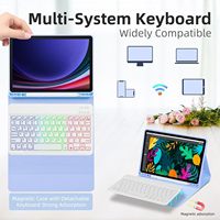 Étui pour tablette en PU avec clavier rétroéclairé Bluetooth OEM/ODM pour Samsung Galaxy Tab S7 / S8 / S9 / S9 FE 11 pouces