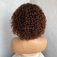 Prix d'usine en gros Perruque Lace Front Tran 13X1 en mélange de cheveux humains, coupe Bob courte bouclée crépue, sans colle, volumineuse et bouclée, pour femmes