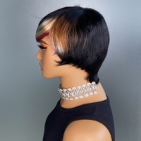Perruques courtes de style pixie à trois tons blond-noir-rouge, nouvelle mode, fabriquées à la machine, pour femmes noires