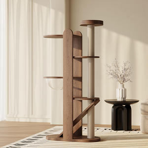 Madeira maciça Gato Árvore Estilo Moderno Escalada Rack Ninho Integrado Pequeno Apartamento-amigável Kitty <span class=keywords><strong>Scratcher</strong></span> Coluna Jumping <span class=keywords><strong>Scratcher</strong></span> - Product Image 3
