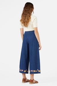 Jeans de mezclilla de cintura alta y corte holgado para mujer, estilo vintage de verano, 100% algodón, azules, bordados, de pierna ancha, OEM ODM personalizados - Product Image 4