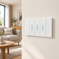 Stopkontak Dinding Tipe 120 dengan Lampu Indikator LED Biru 4 Lubang 10A Stopkontak Modern untuk Rumah Hotel Kantor