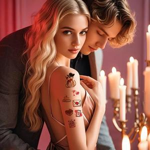 Cena romántica del Día de San Valentín, accesorios para fotos, nuevo stock transfronterizo, pegatina de <span class=keywords><strong>tatuaje</strong></span> temporal para el Festival de Tanabata - Product Image 1