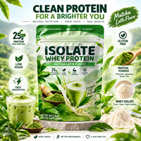 Poudre d'isolat de protéines de lactosérum saveur Matcha Latte, 25g de protéines par portion, faible teneur en sucre, shake protéiné, OEM ODM, marque privée