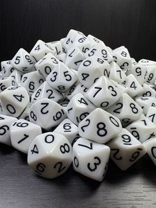 Dadi poliedrici acrilici colorati da 10 facce (0-9) bianchi e neri per giochi da tavolo, dadi numerici per l'insegnamento della matematica - Product Image 2
